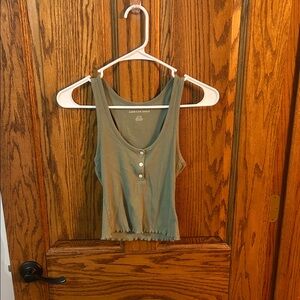 American Eagle Outfitters Green Buttoned Tank Top